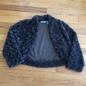 Brown Faux Fur Cropped Jacket/Cardigan
